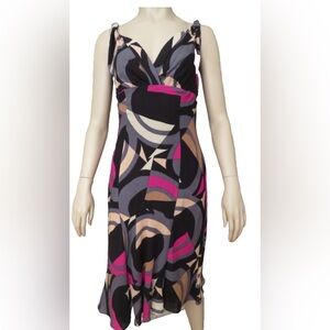 VTGDiane von Furstenberg Silk Occasion Dress ‘Clooney’ Abstract Print Size US 14